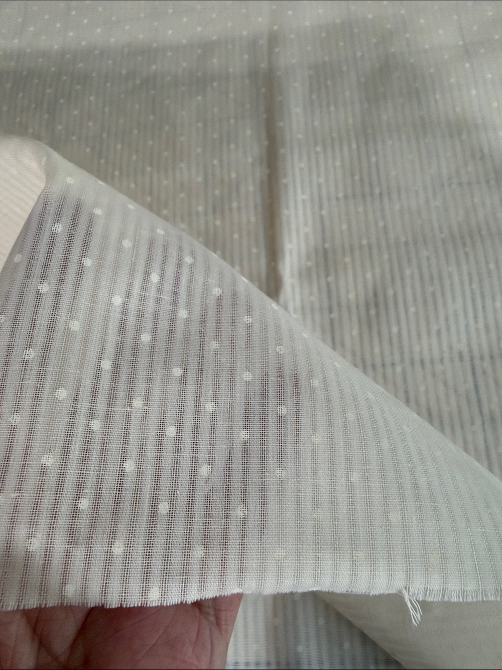 Vintage Butter Yellow Semi Sheer Dot Stripe Fabric 3 Yards 44” 2 Pieces - Picture 9 of 12